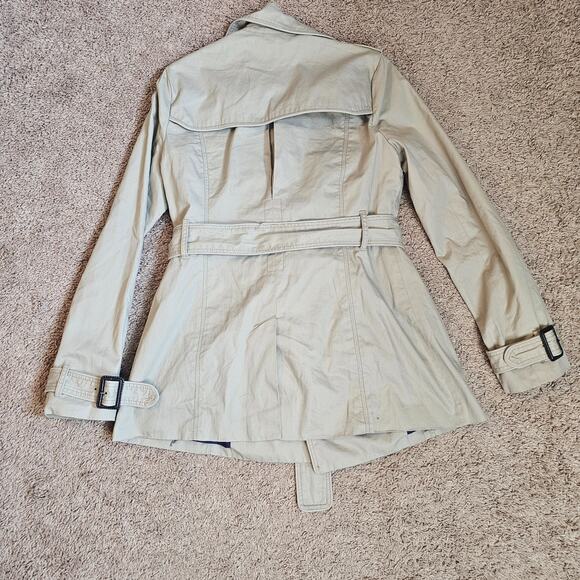 American Eagle Outfitters Trench Coat Womens Med Beige Double Breasted Belted - Picture 11 of 16